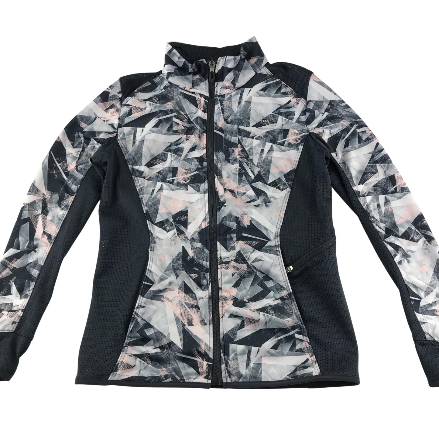 Decathlon Sport Jacket 7-8 Years Grey Geometric Pattern Panelled