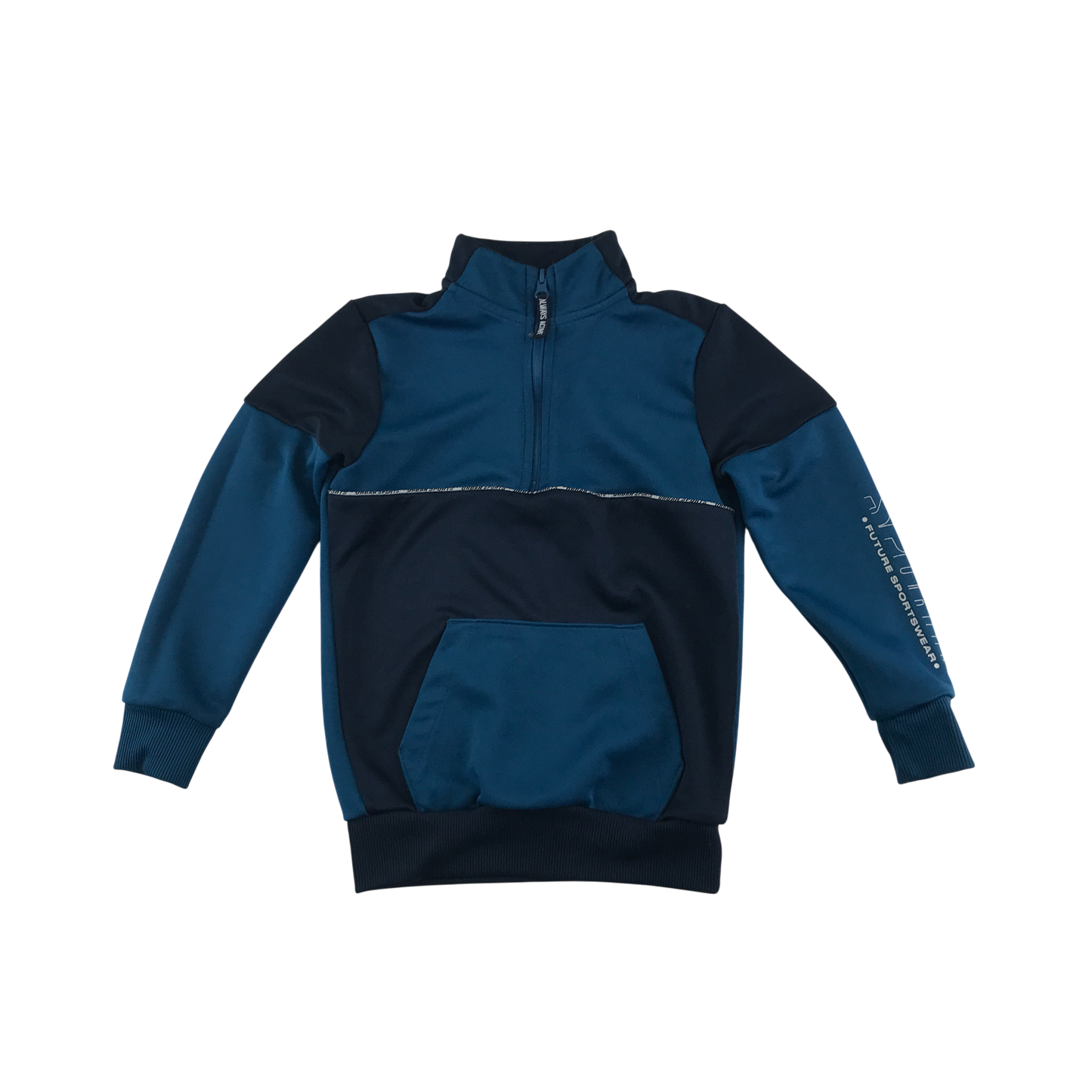 F&F Sport Fleece 6-7 Years Blue Panelled Quarter Zip