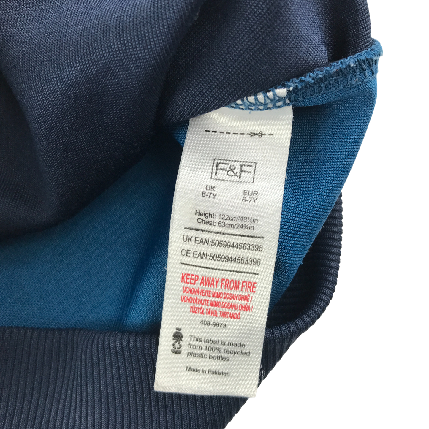 F&F Sport Fleece 6-7 Years Blue Panelled Quarter Zip