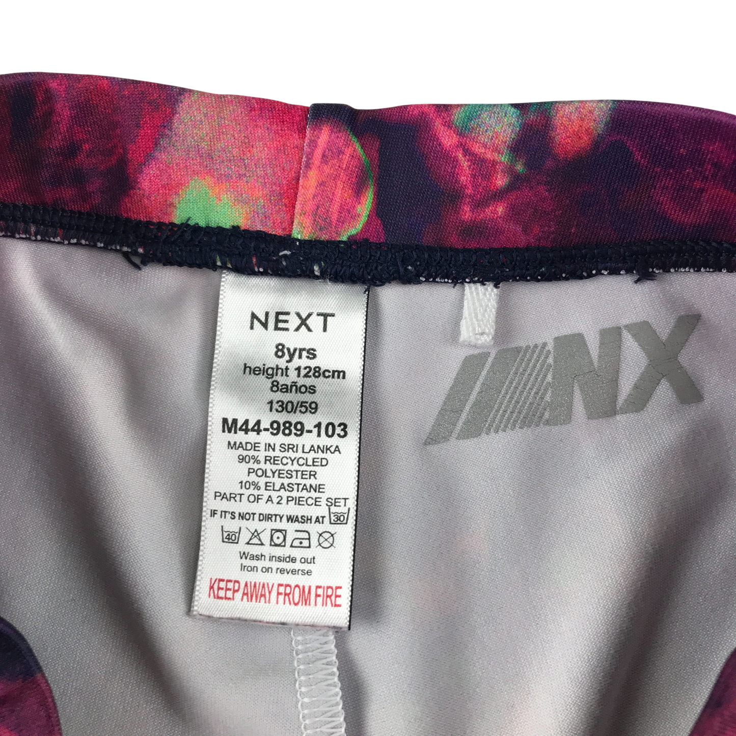 Next Sport Leggings 7-8 Years Pink with Multicolour Pattern