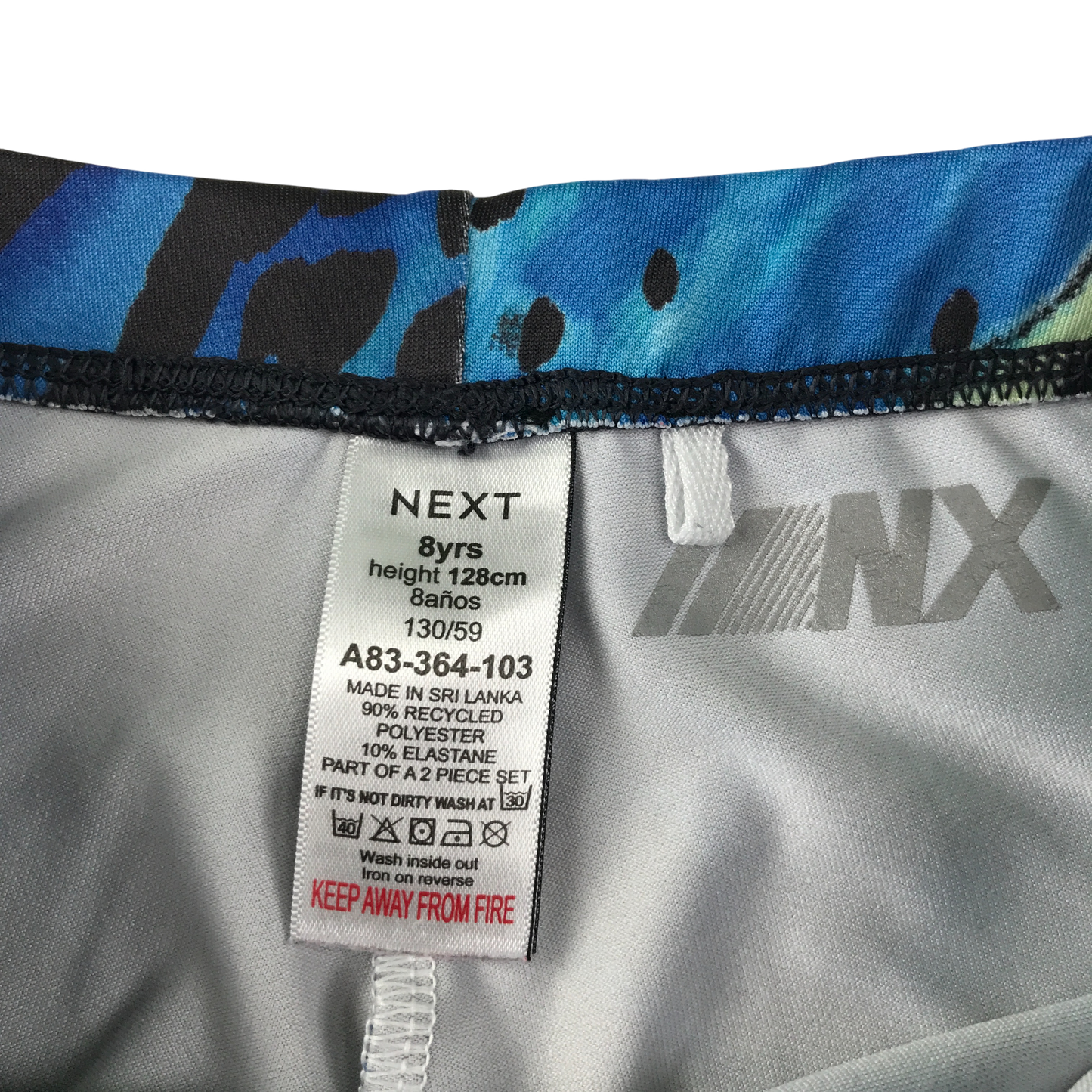 Next Sport Leggings 7-8 Years Blue with Multicolour Pattern