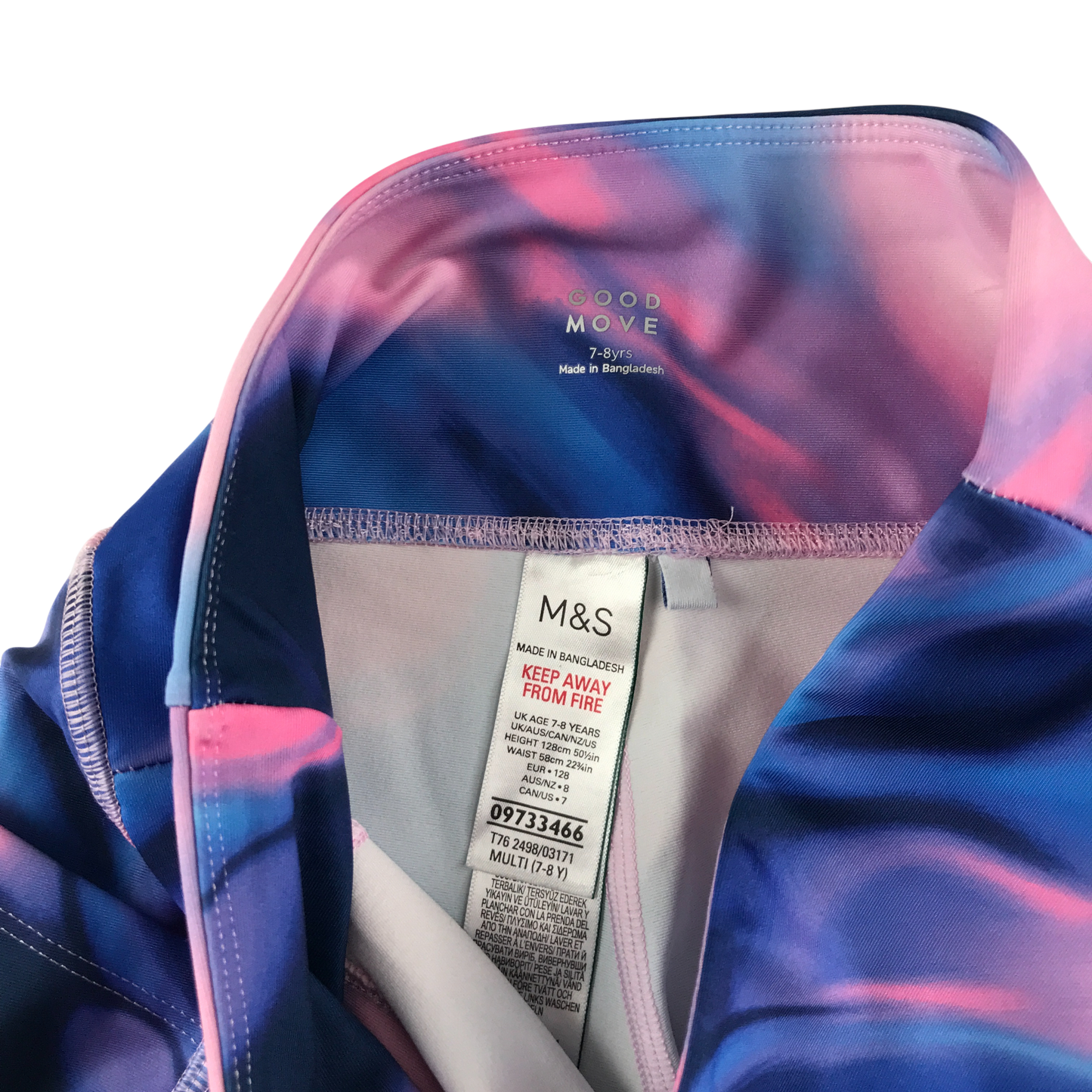M&S Sport Leggings 7-8 Years Pink Blue Pattern