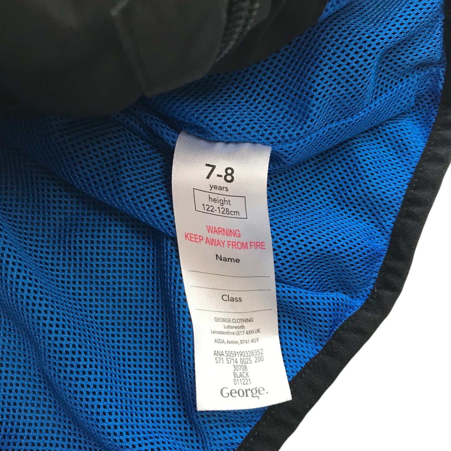 George light jacket 7-8 years black plain mesh lining