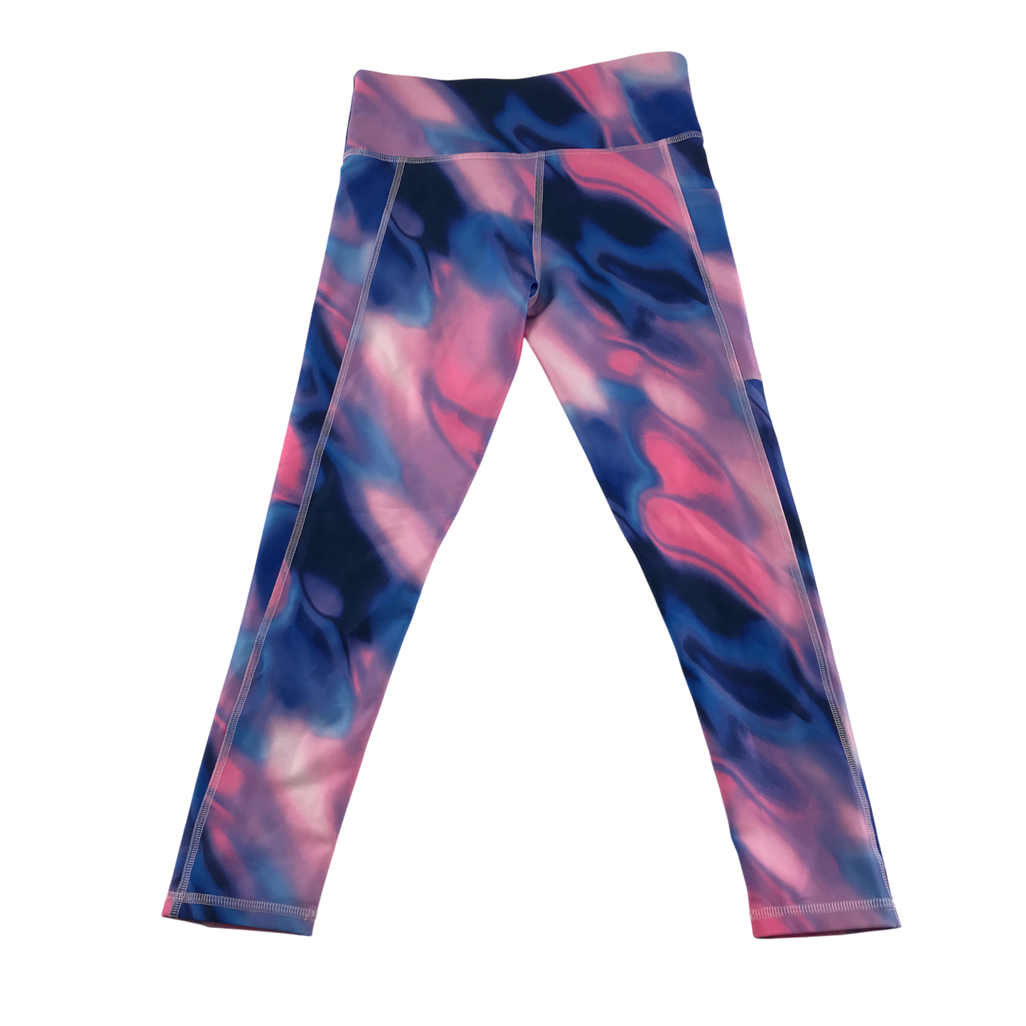 M&S Sport Leggings 7-8 Years Pink Blue Pattern
