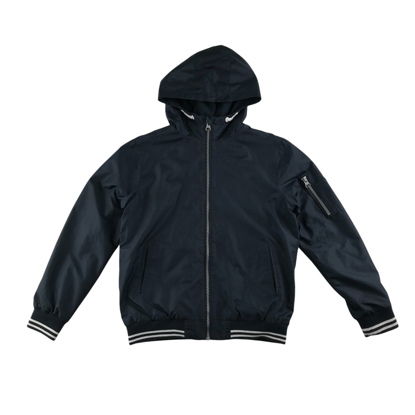 Nutmeg light jacket 8-9 years navy plain jacket with cuffed arms and waist fleece lining