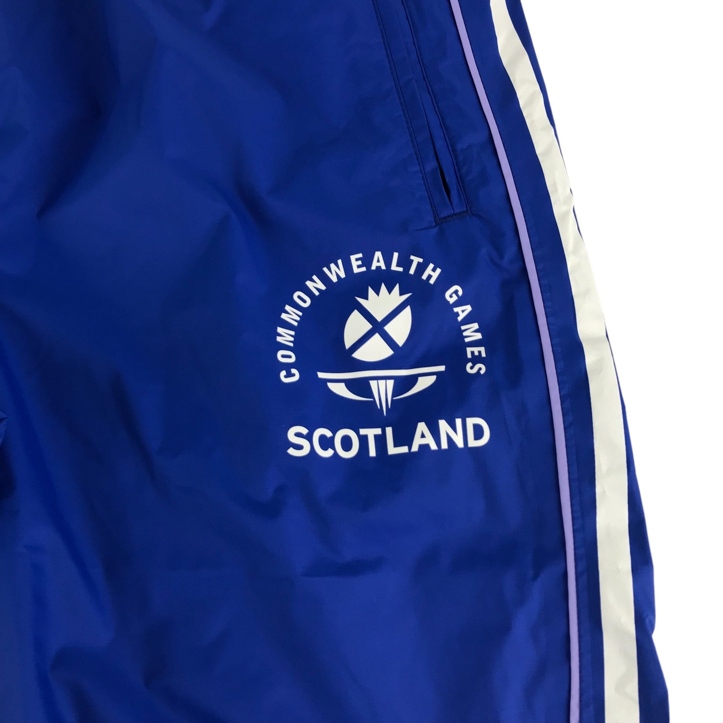 Adidas Trousers Size XL Royal Blue Scotland Commonwealth Games Waterproof Windbreaker Bottoms
