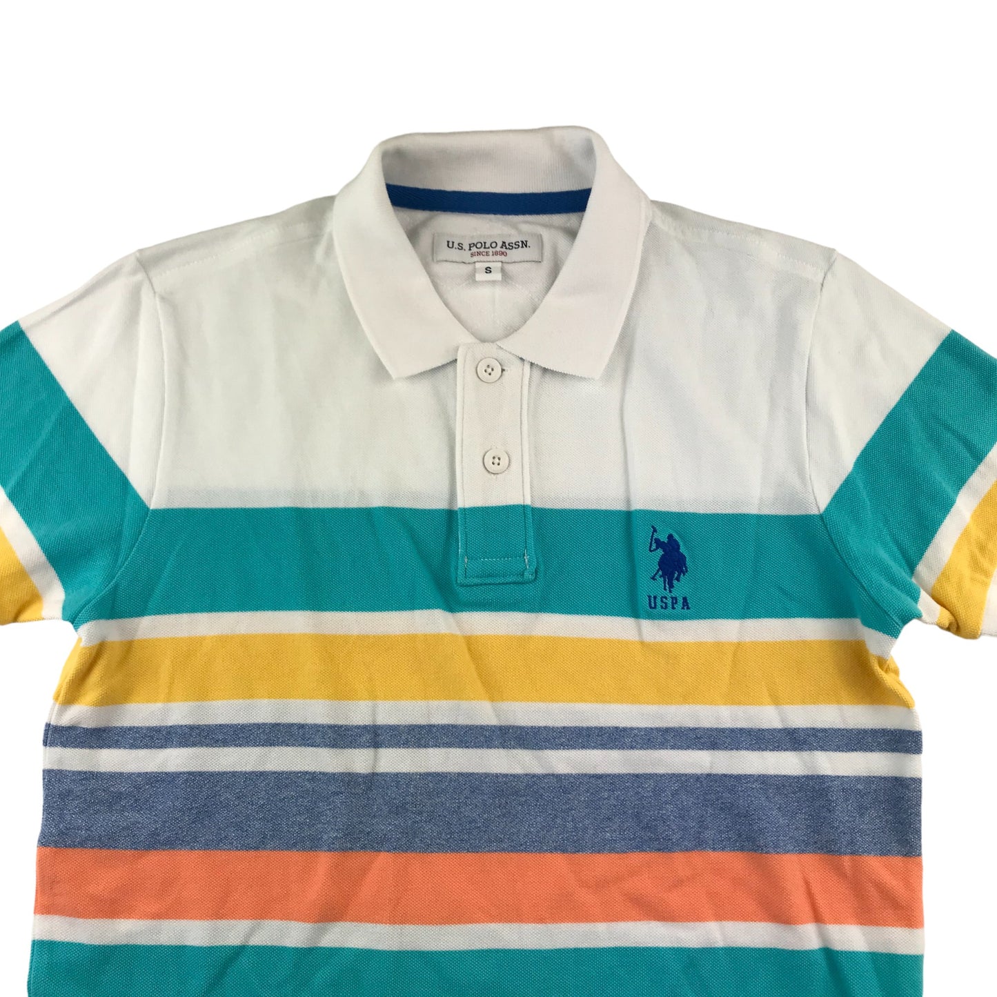 US Polo Assn Polo Shirt Size S Multicolour Stripy Short Sleeve Cotton