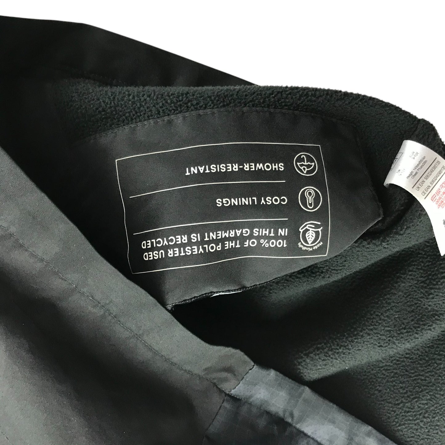 F&F light jacket 9-10 years black shower resistant fleece lining