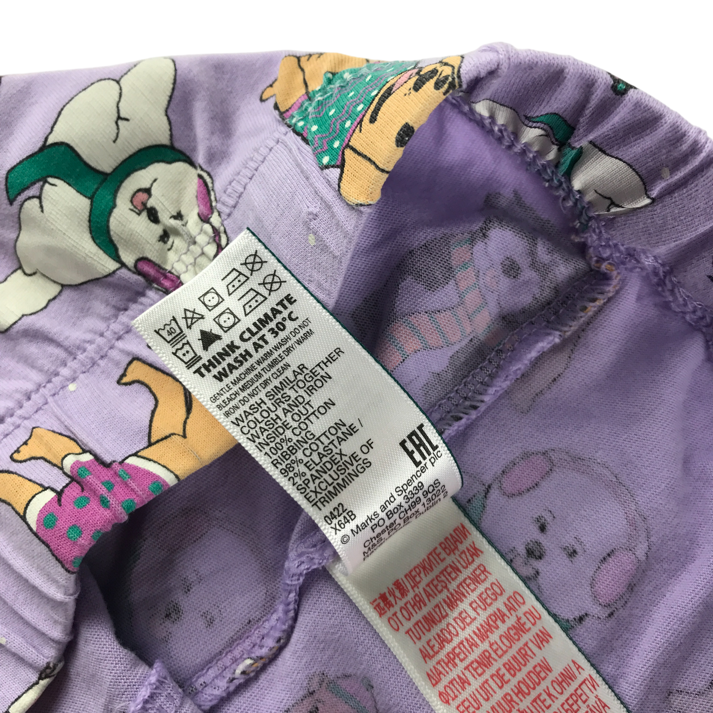 M&S Pyjama Set 9-10 Years Lilac Dog Pattern Cotton