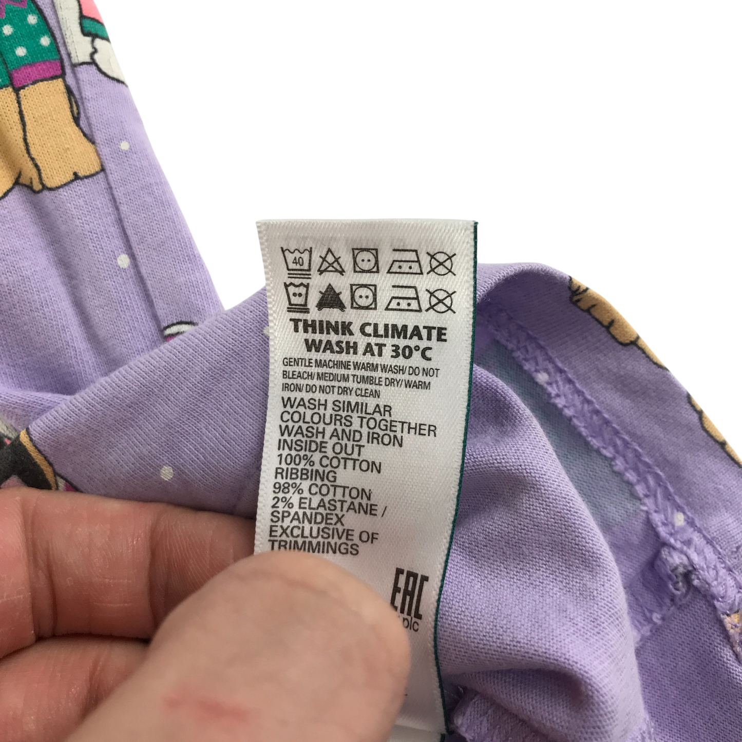 M&S Pyjama Set 9-10 Years Lilac Dog Pattern Cotton