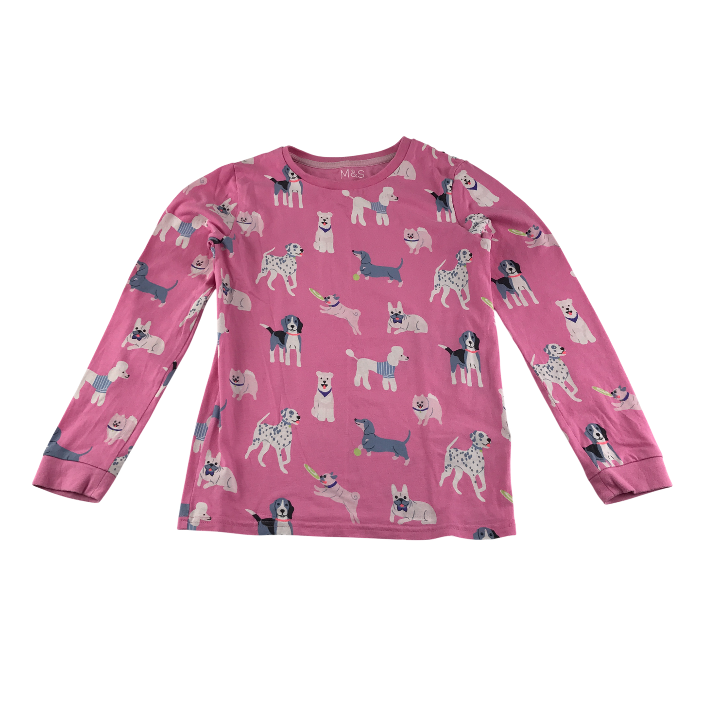 M&S Pyjama Set 9-10 Years Pink Dog Pattern Cotton