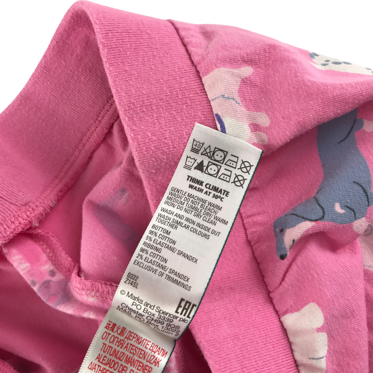 M&S Pyjama Set 9-10 Years Pink Dog Pattern Cotton