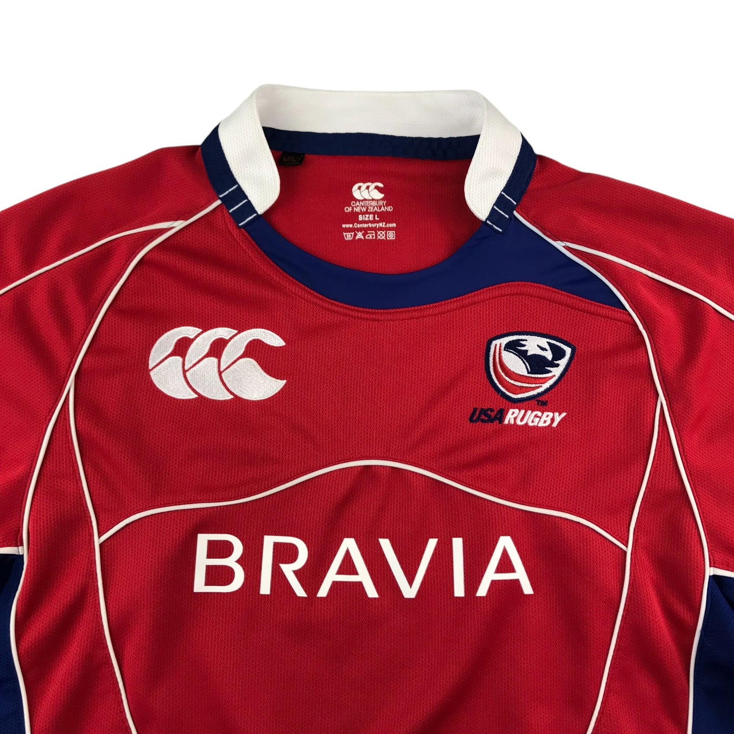 Canterbury USA Rugby Shirt Size L Red and Blue Bravia Home 2010