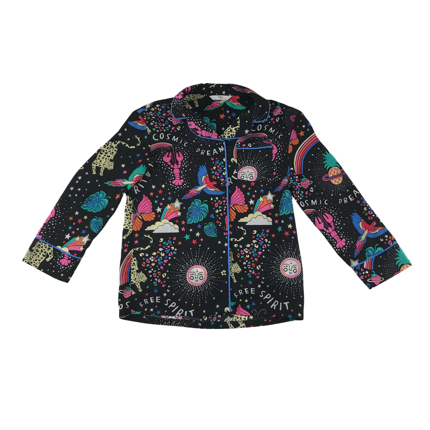 M&S Pyjama Set 8-9 Years Multicolour Star Animal Pattern Cotton