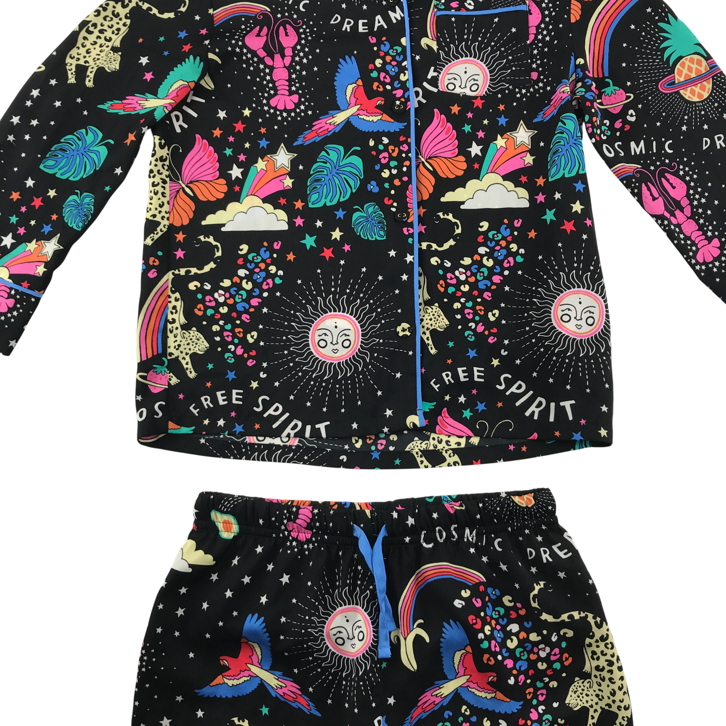 M&S Pyjama Set 8-9 Years Multicolour Star Animal Pattern Cotton