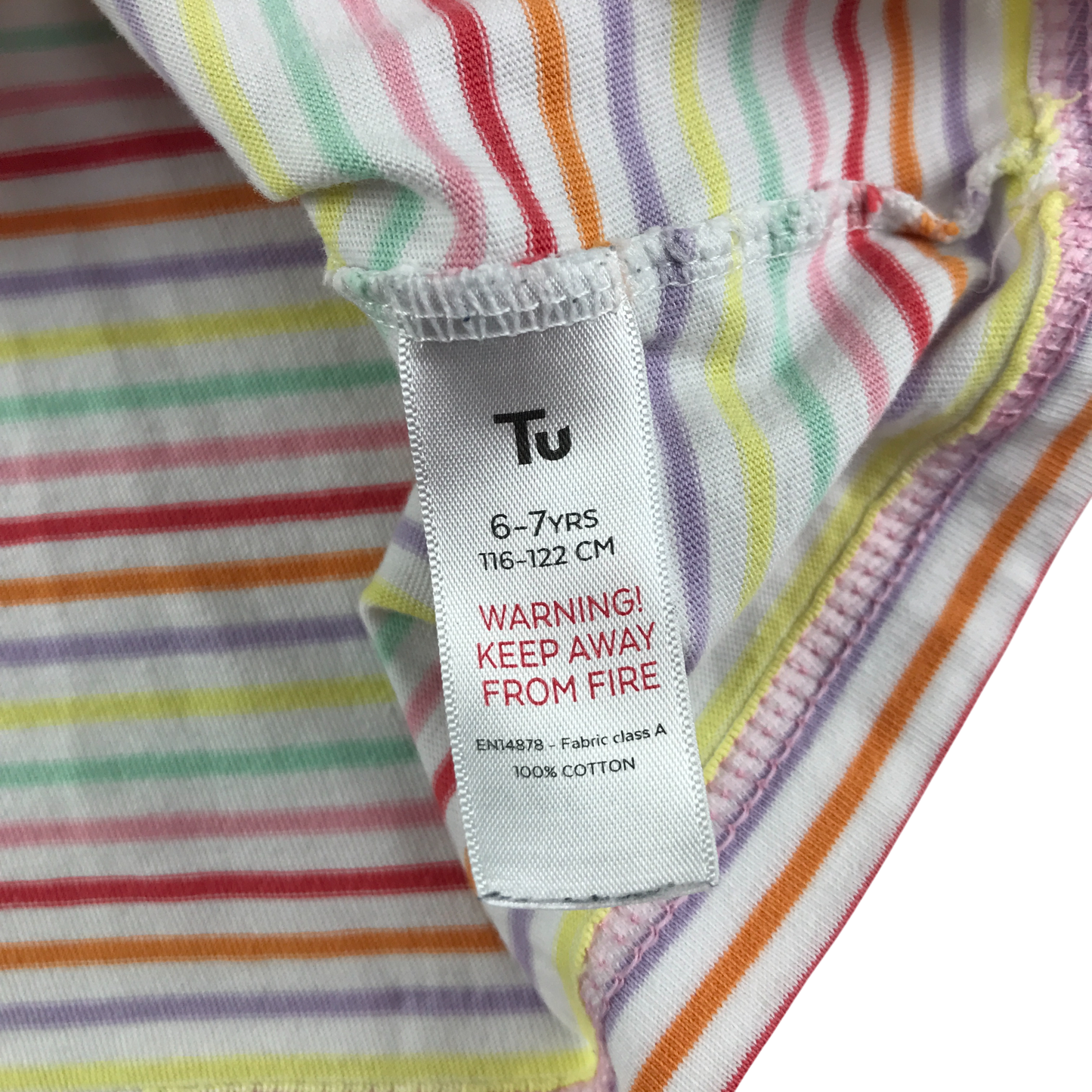 Tu Pyjama Set 6-7 Years Multicolour Stripe Cotton