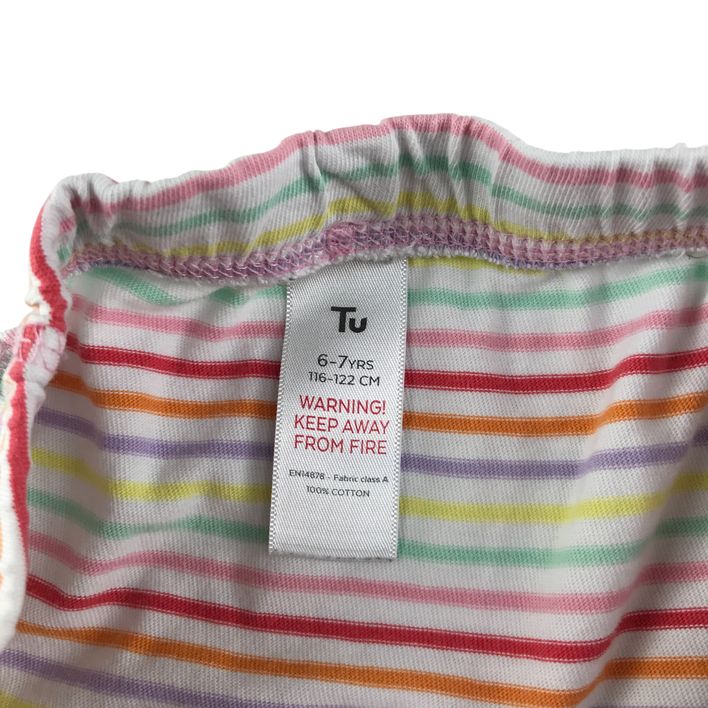 Tu Pyjama Set 6-7 Years Multicolour Stripe Cotton