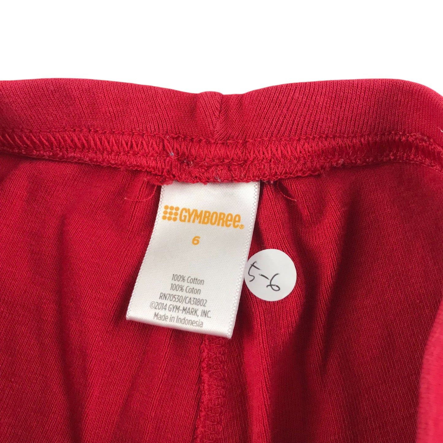 Gymboree leggings 5-6 years red plain cotton