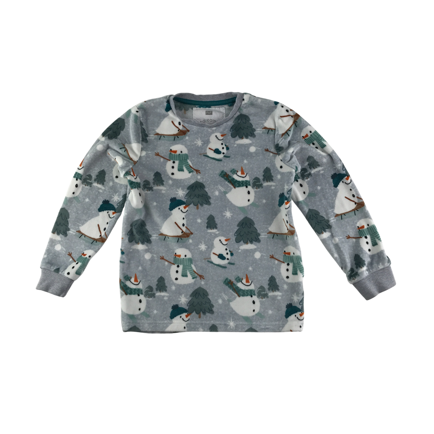 F&F Pyjama Set 5-6 Years Grey Snowman Pattern