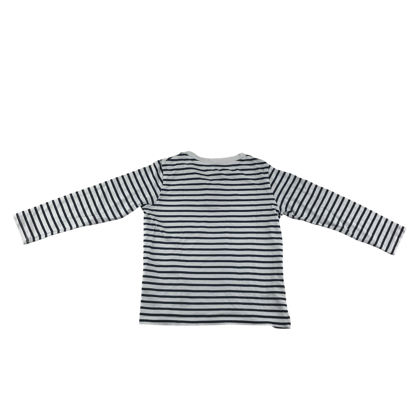 H&M T-Shirt 4-5 Years White Stripes Henley Long Sleeve Cotton