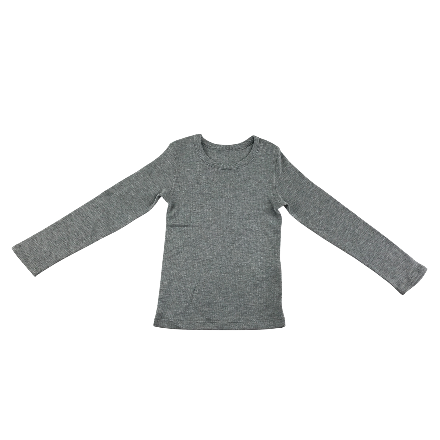 M&S T-Shirt 4-5 Years Grey Ribbed Long Sleeve
