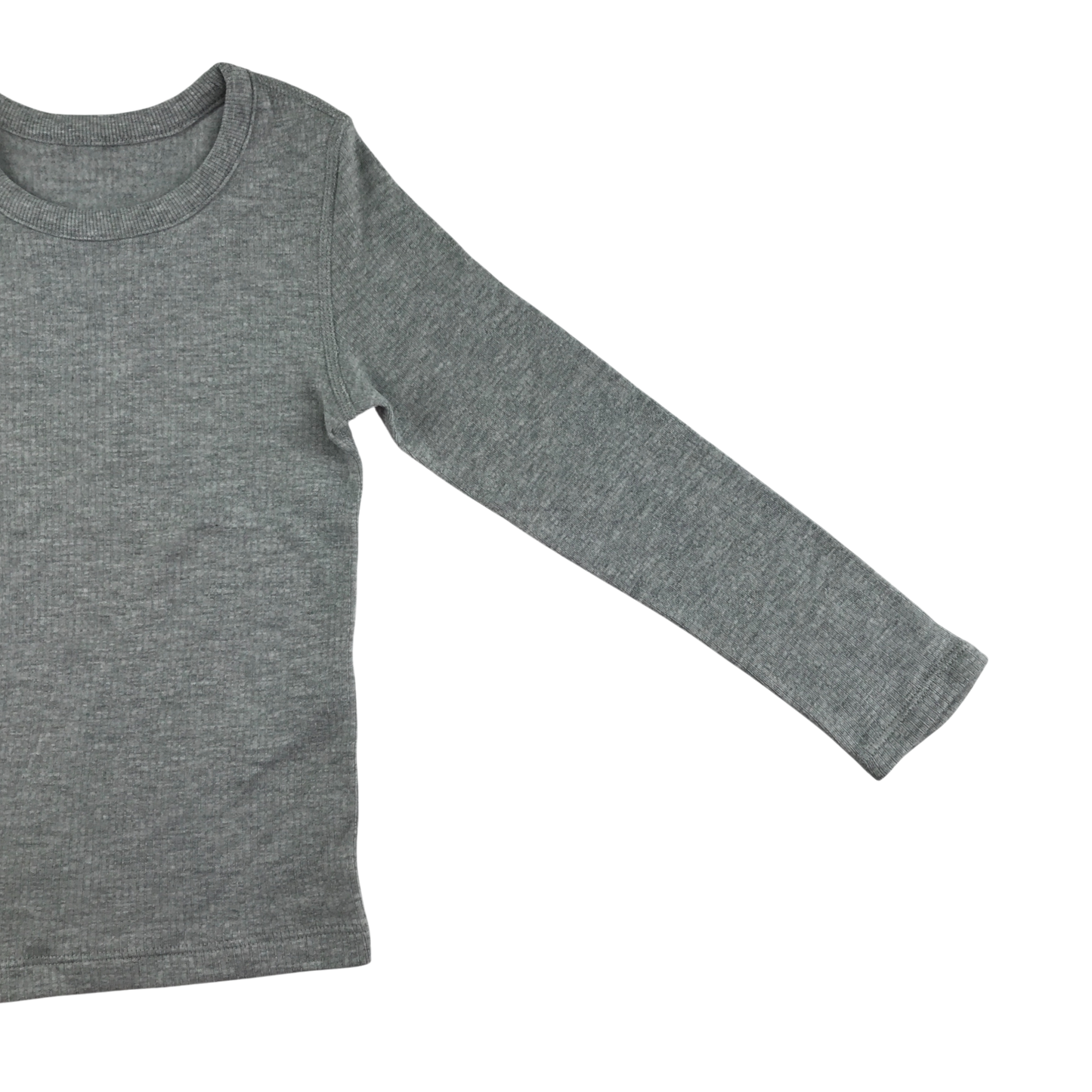 M&S T-Shirt 4-5 Years Grey Ribbed Long Sleeve