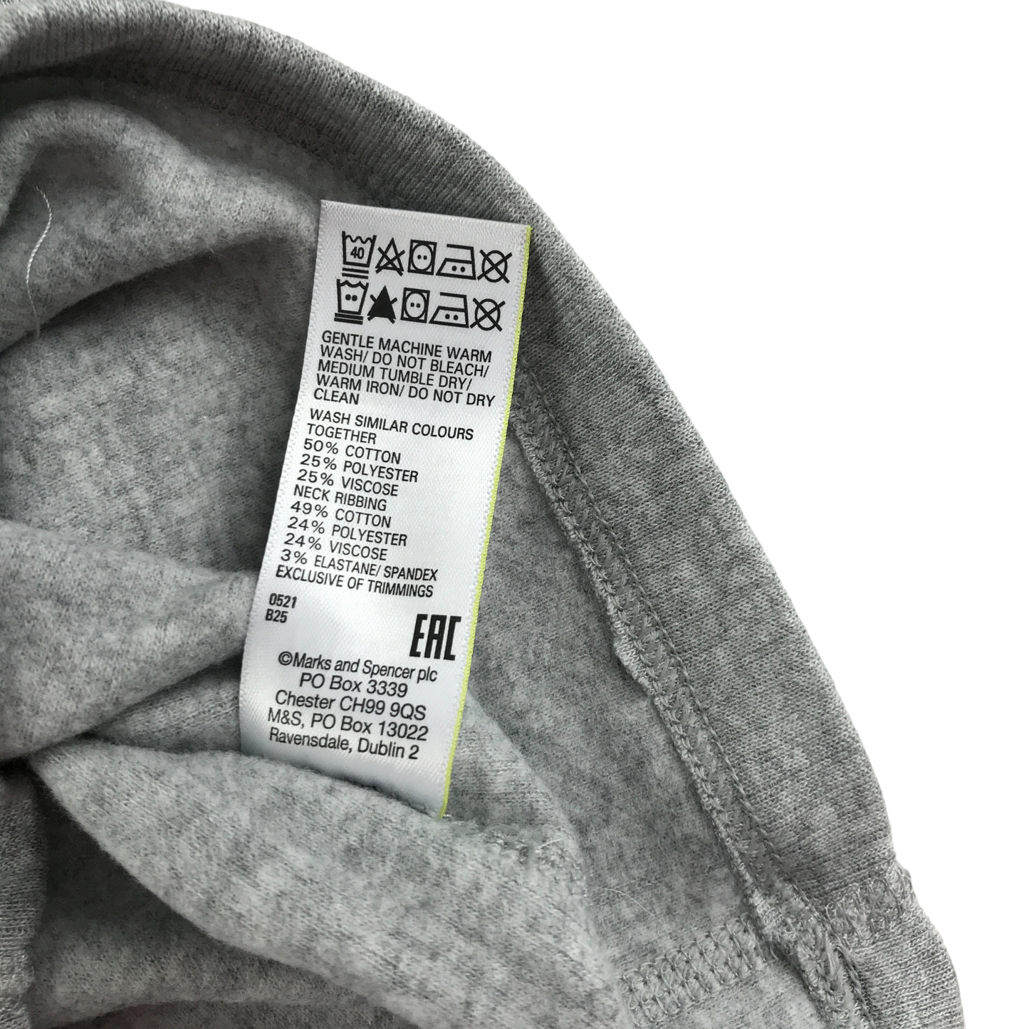 M&S T-Shirt 4-5 Years Grey Ribbed Long Sleeve