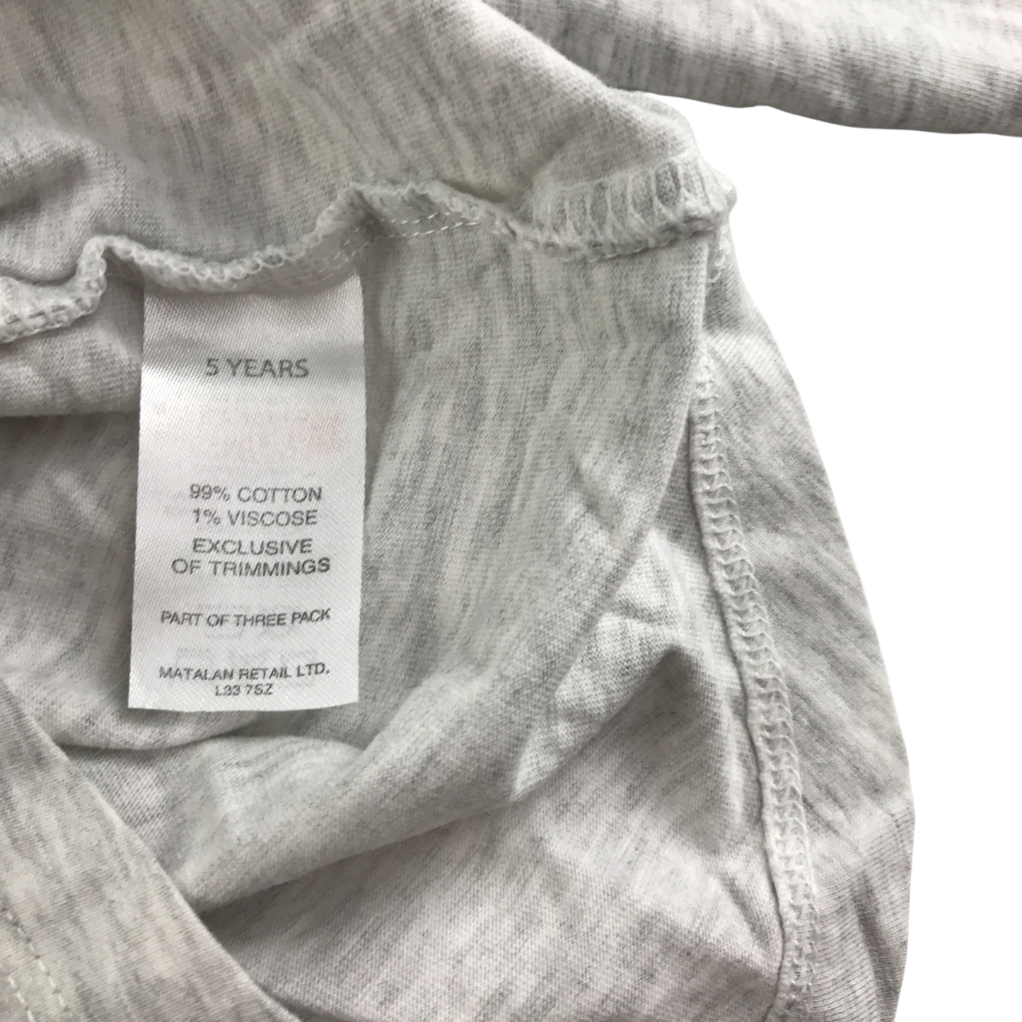Matalan T-Shirt 5-6 Years Grey Unicorn Print Long Sleeve Cotton