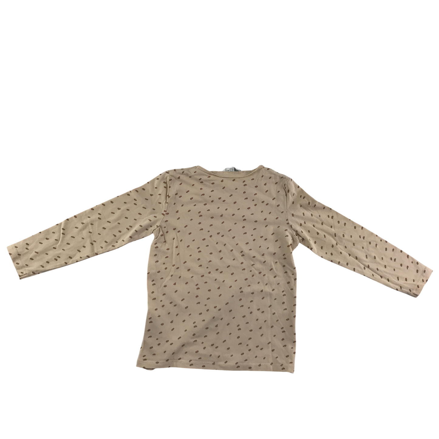 H&M T-Shirt 5-6 Years Beige Polka Dot Print Long Sleeve Cotton