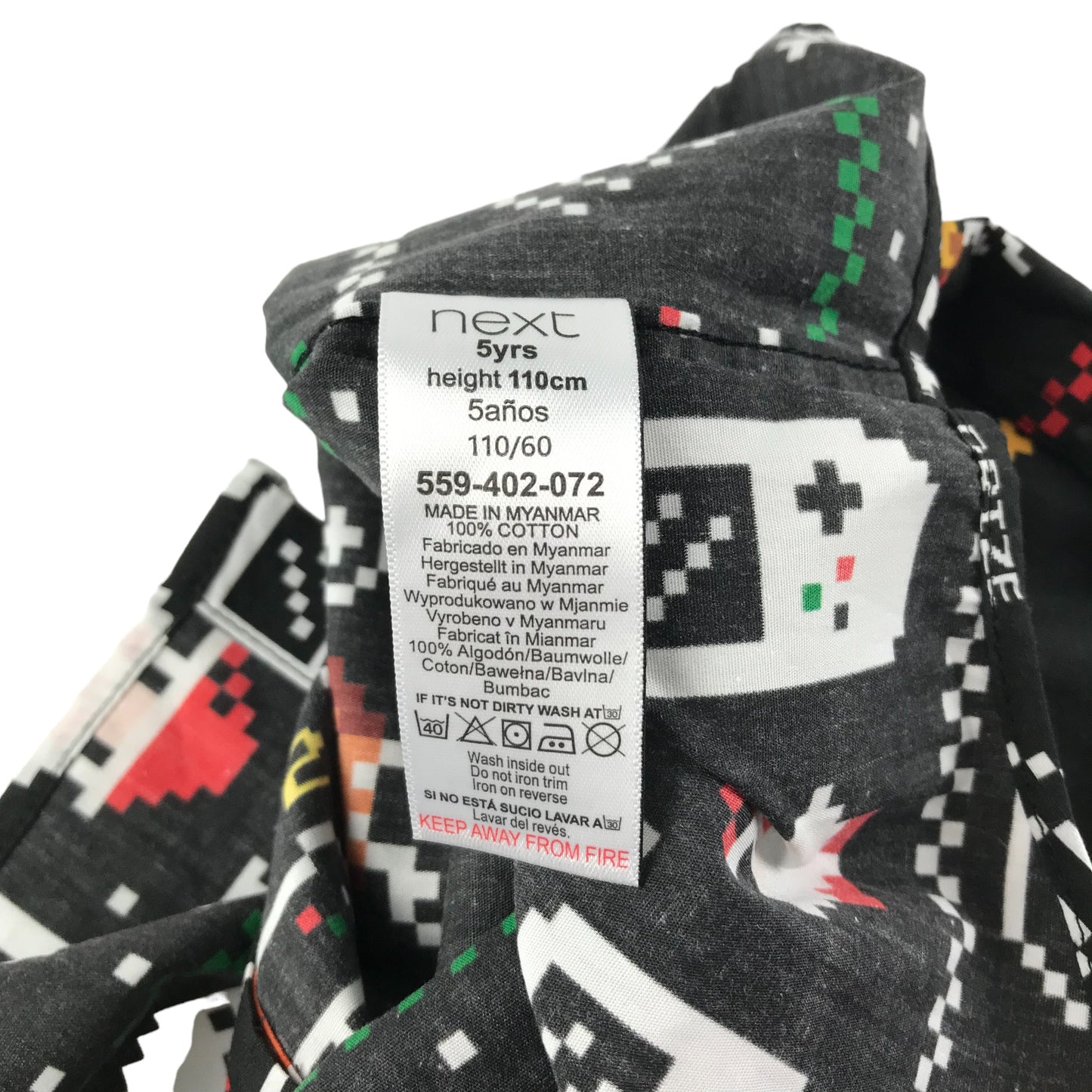 Next 5 years black festive pattern short sleeve shirt