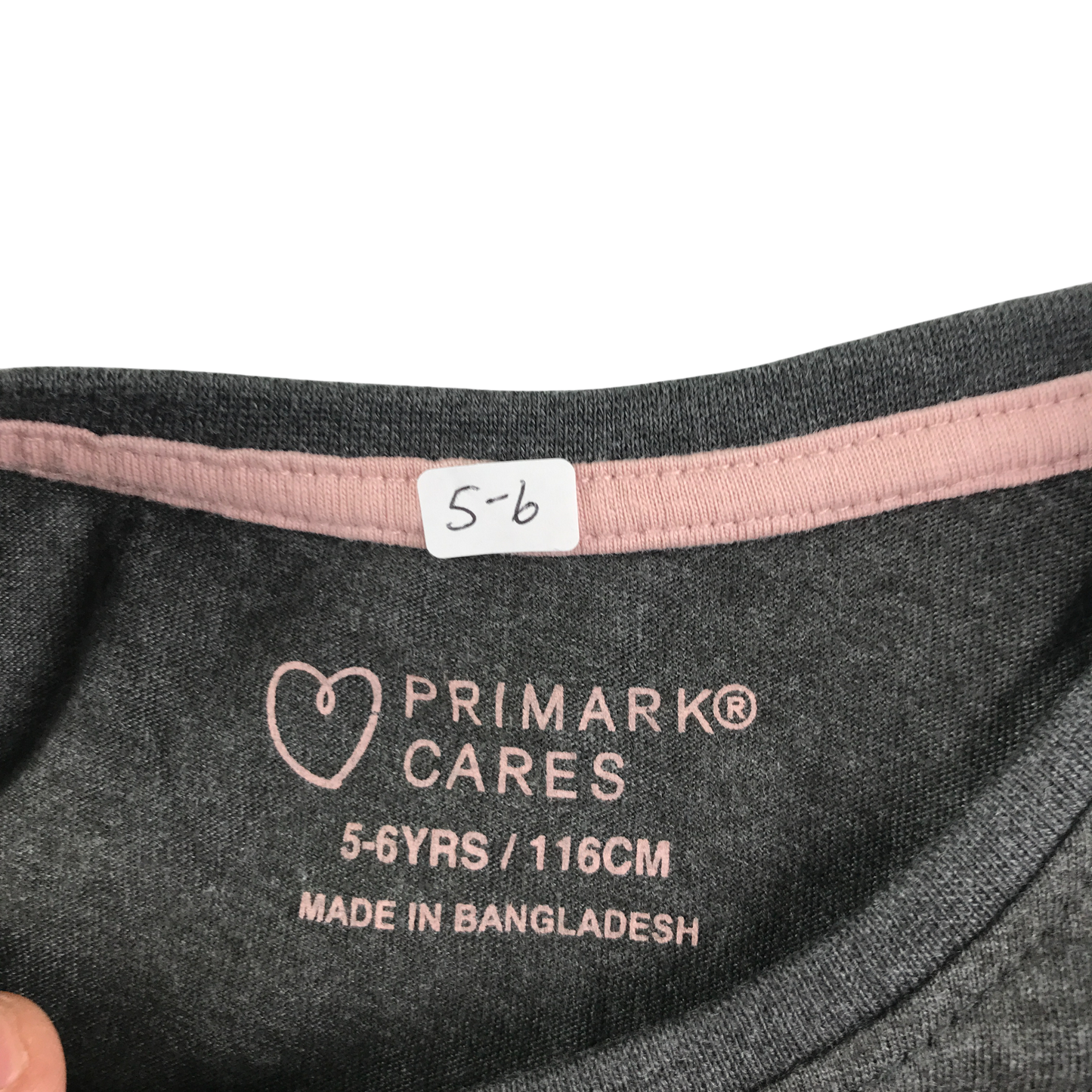 Primark T-Shirt 5-6 Years Dark Grey Swan Print Long Sleeve