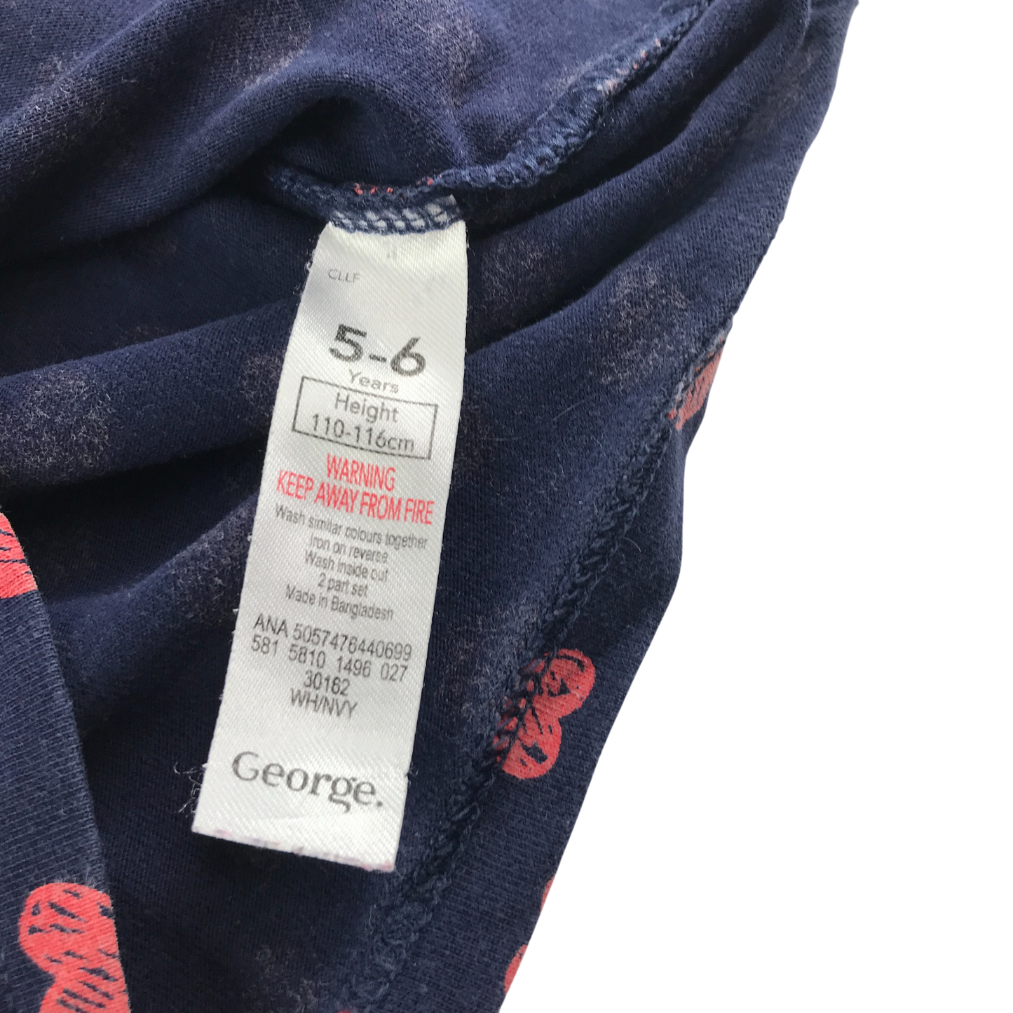 George T-Shirt 5-6 Years Navy Red Polka Dot Print Long Sleeve Cotton