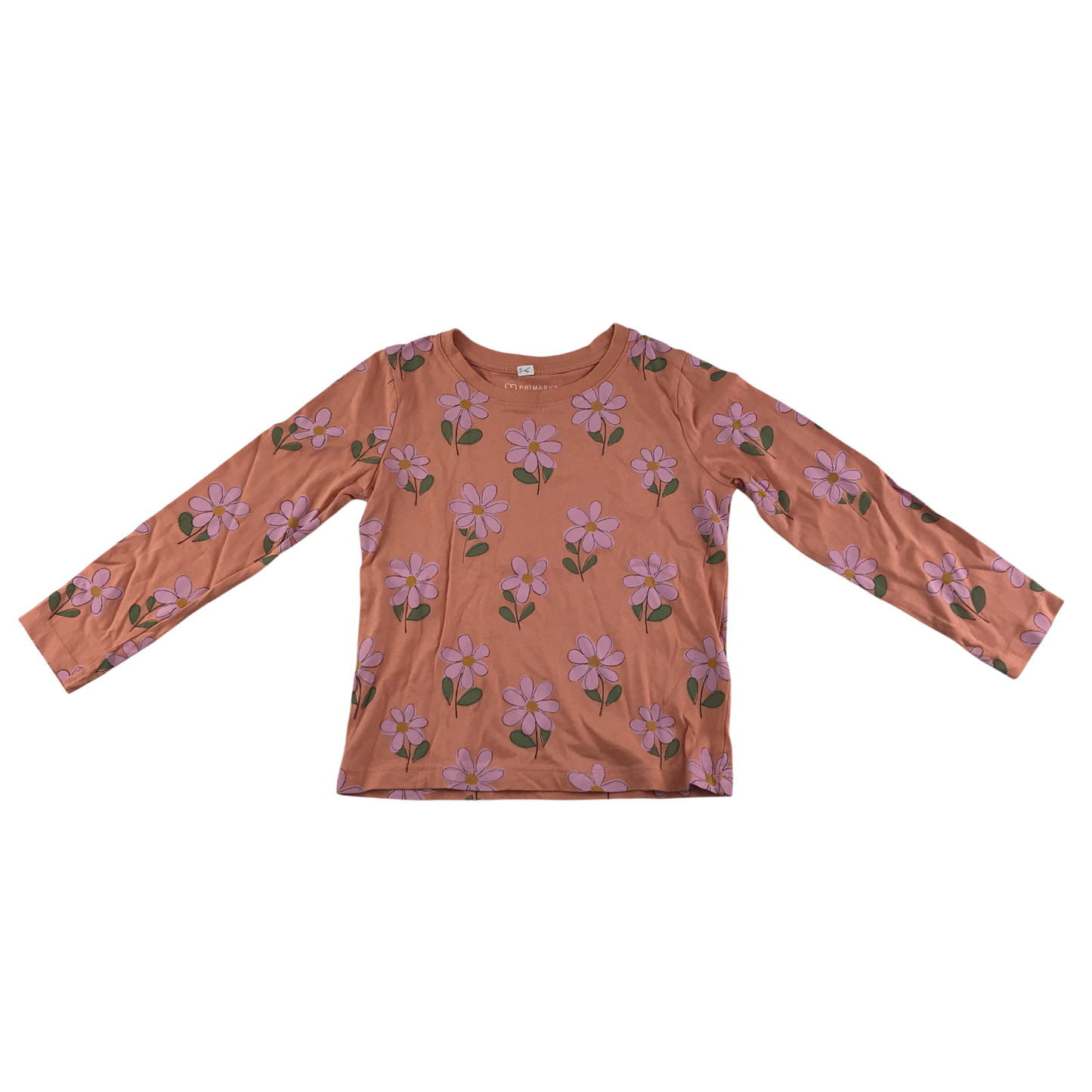 Primark T-Shirt 5-6 Years Pink Floral Print Long Sleeve Cotton