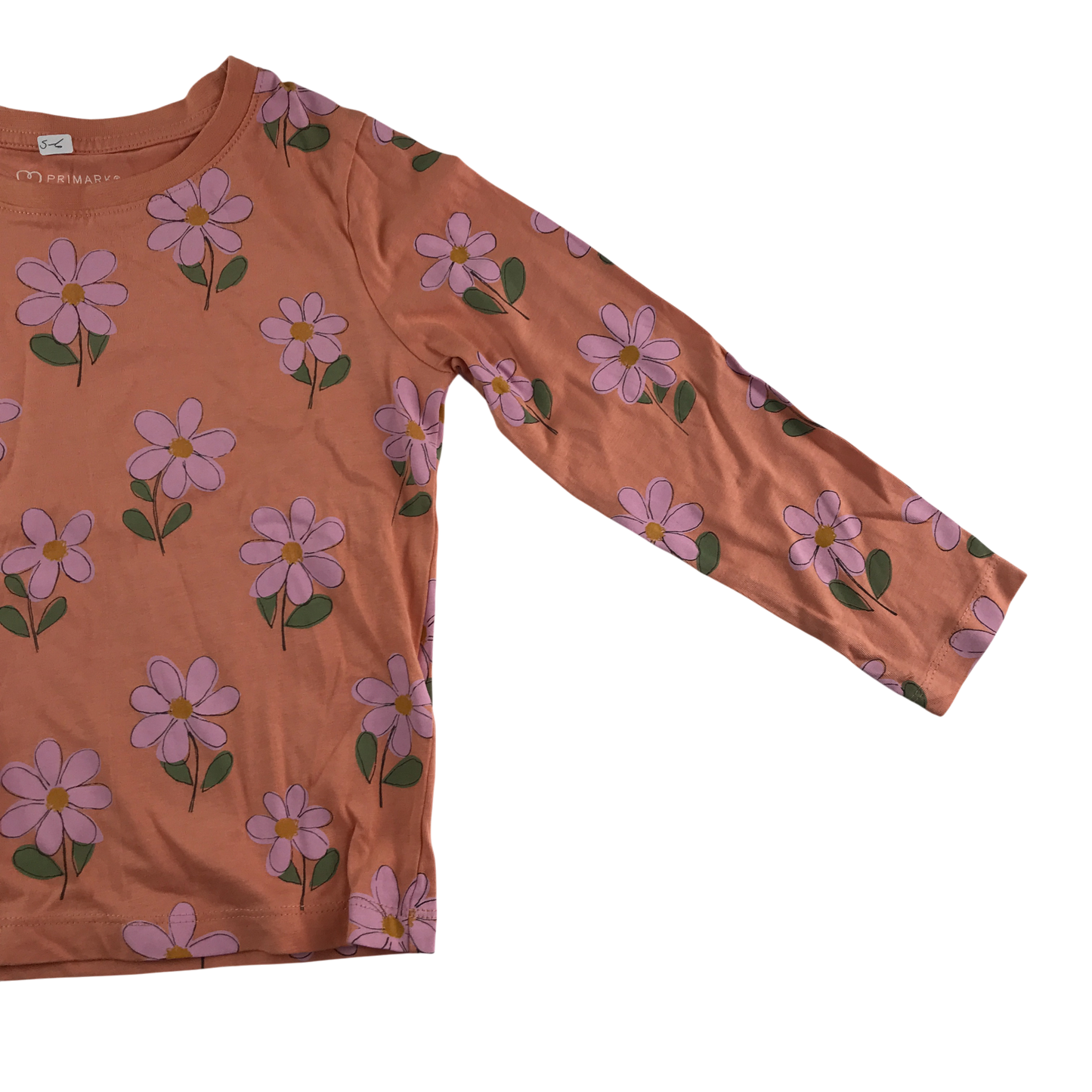Primark T-Shirt 5-6 Years Pink Floral Print Long Sleeve Cotton