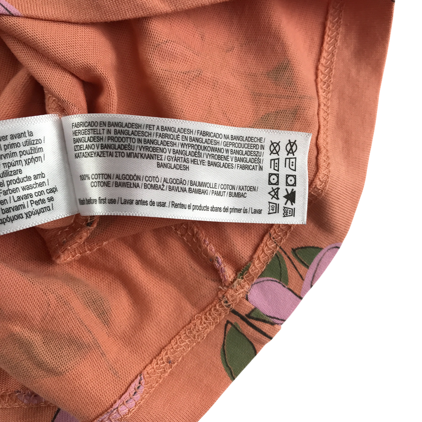 Primark T-Shirt 5-6 Years Pink Floral Print Long Sleeve Cotton