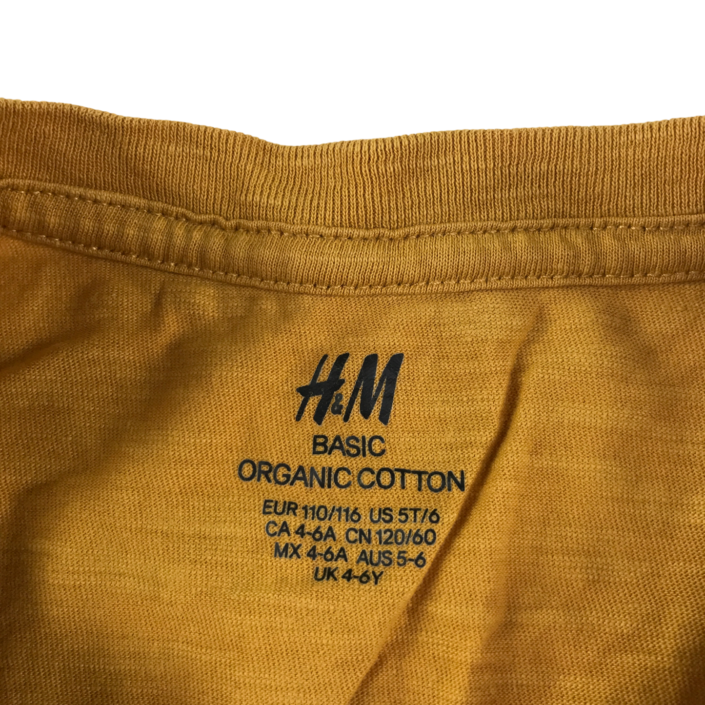 H&M T-Shirt 5-6 Years Yellow Long Sleeve Cotton
