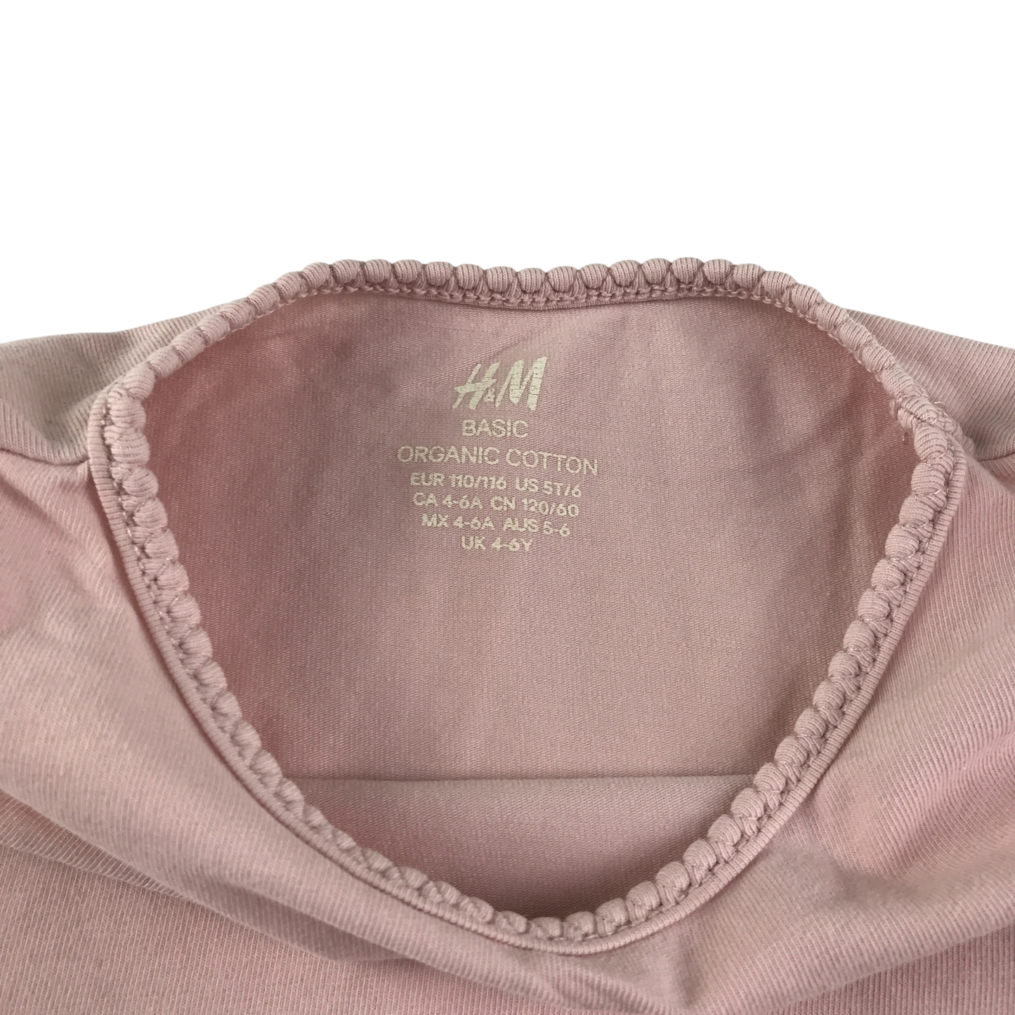 H&M T-Shirt 5-6 Years Light Pink Long Sleeve Cotton