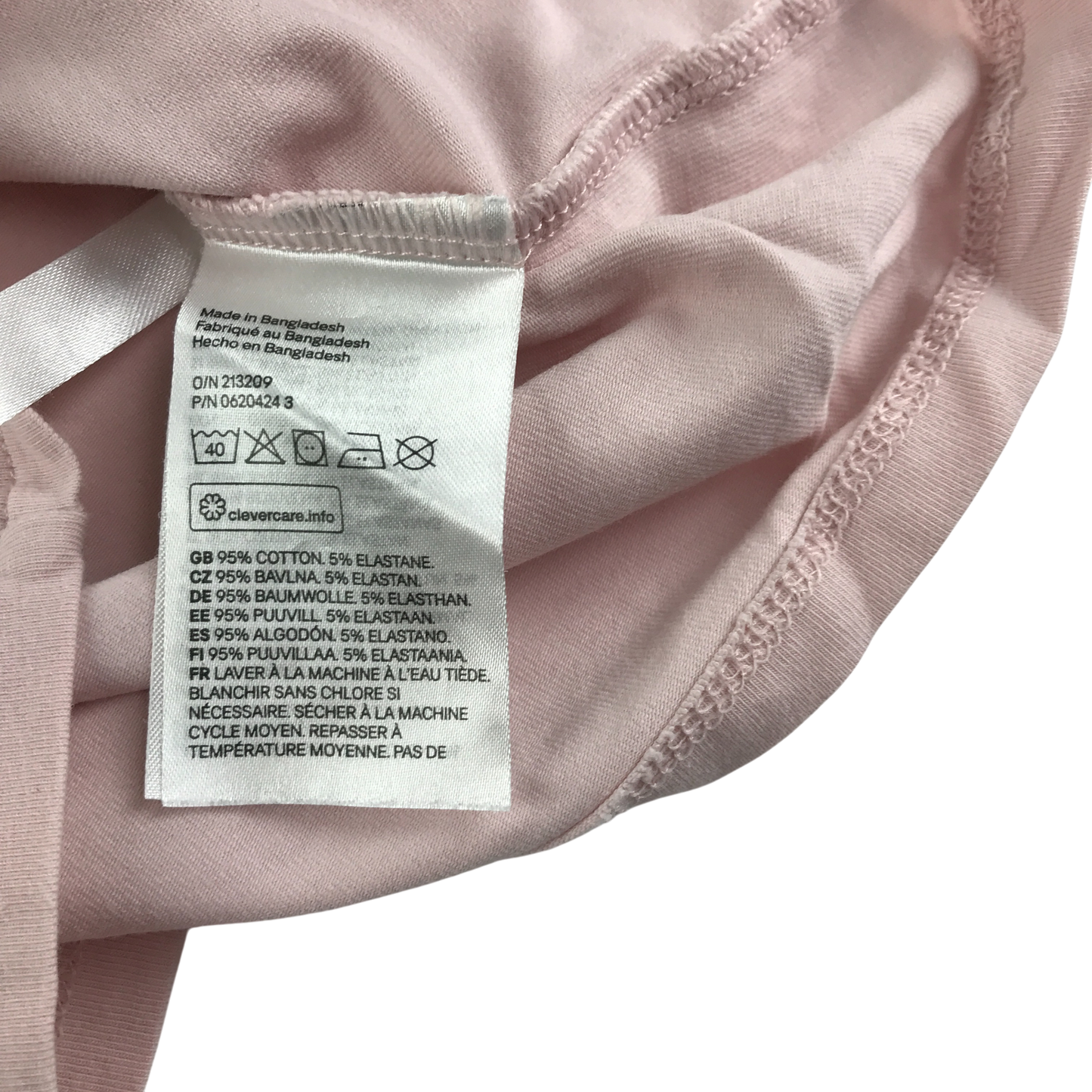 H&M T-Shirt 5-6 Years Light Pink Long Sleeve Cotton