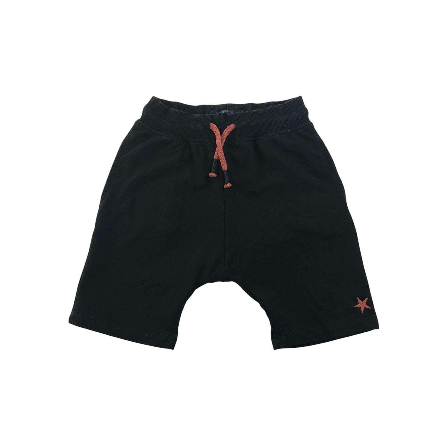 Next shorts 5-6 years black plain jersey with orange draw strings cotton