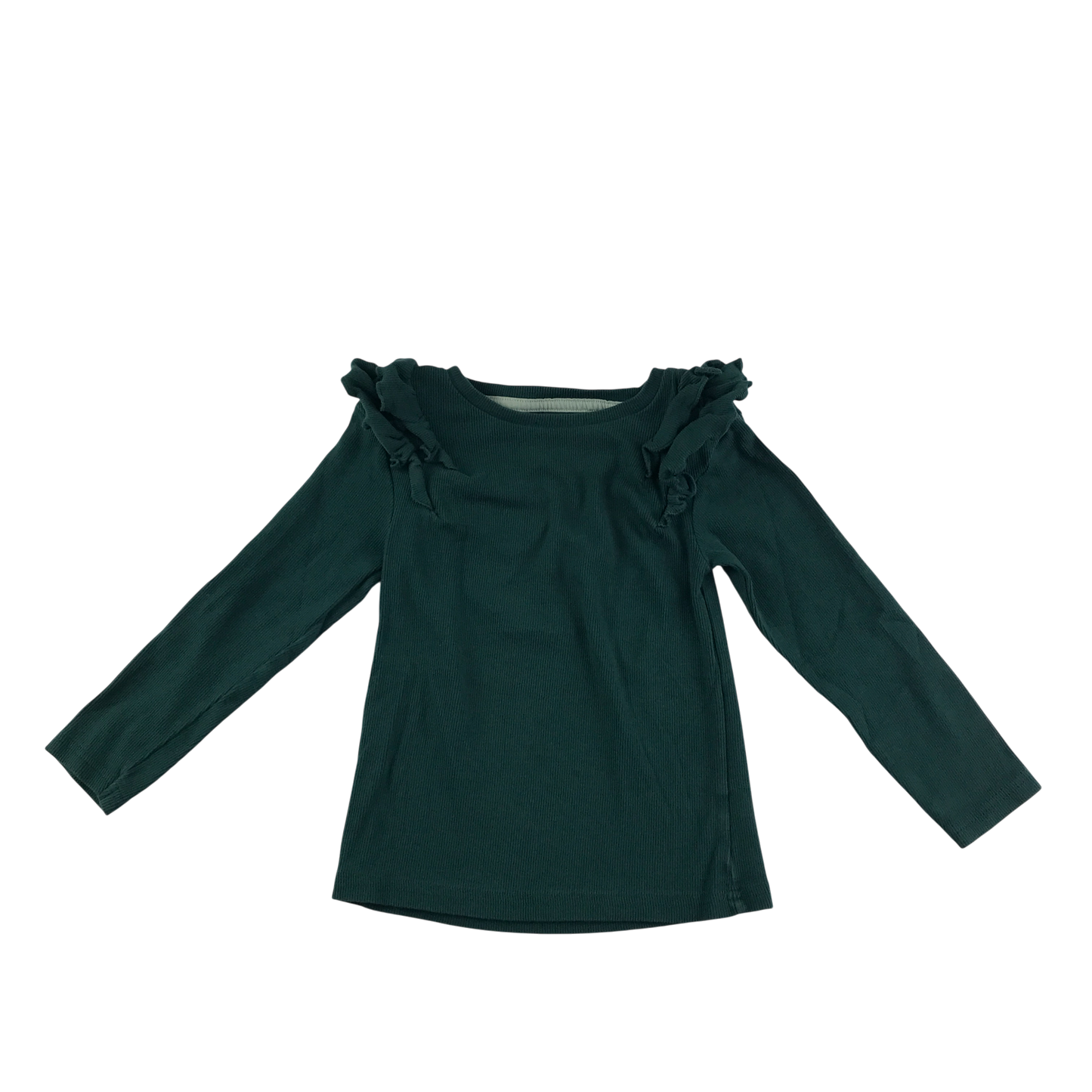 Nutmeg T-Shirt 5-6 Years Green Long Sleeve Frill Details