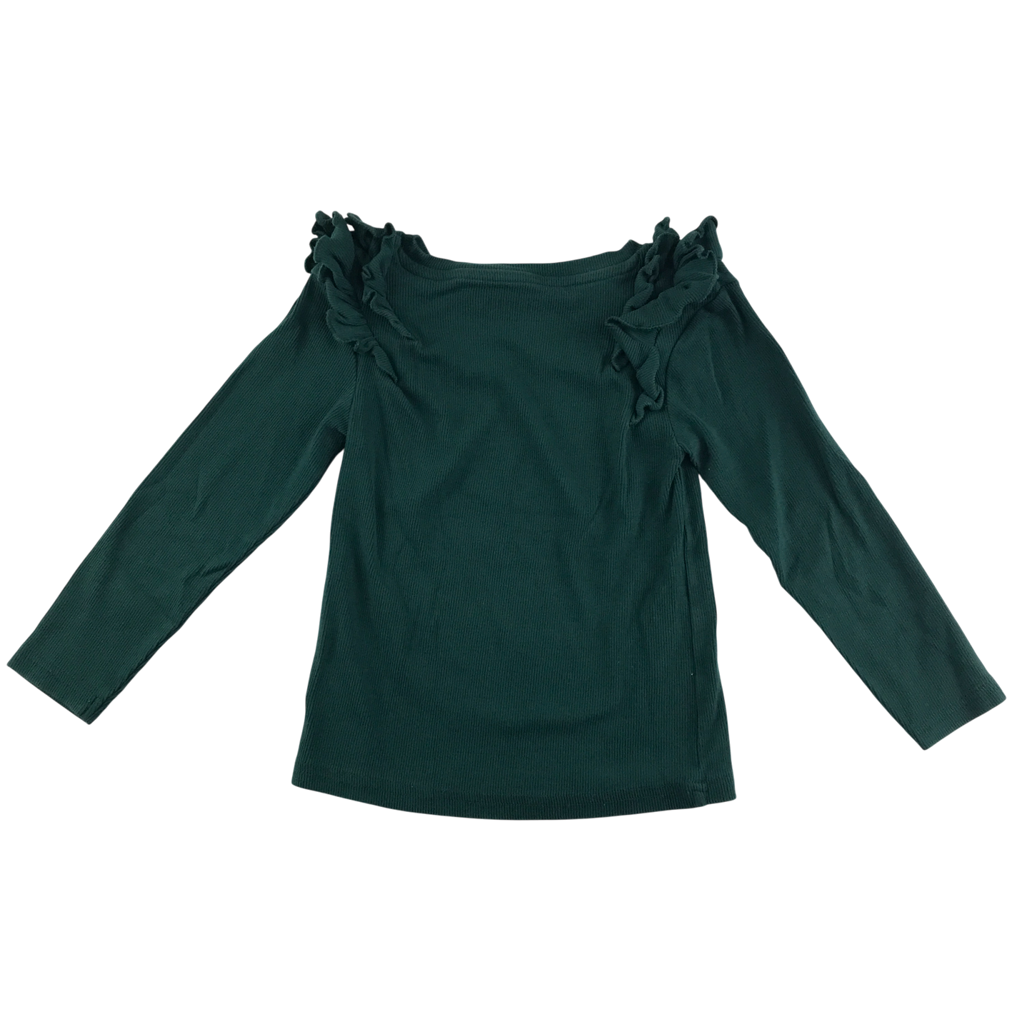 Nutmeg T-Shirt 5-6 Years Green Long Sleeve Frill Details