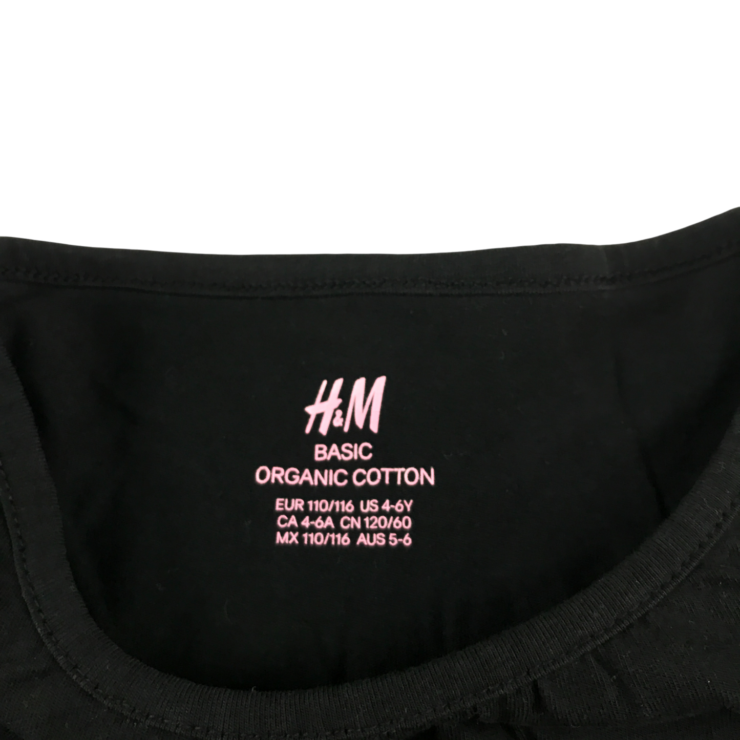H&M T-Shirt 5-6 Years Black Long Sleeve Cotton