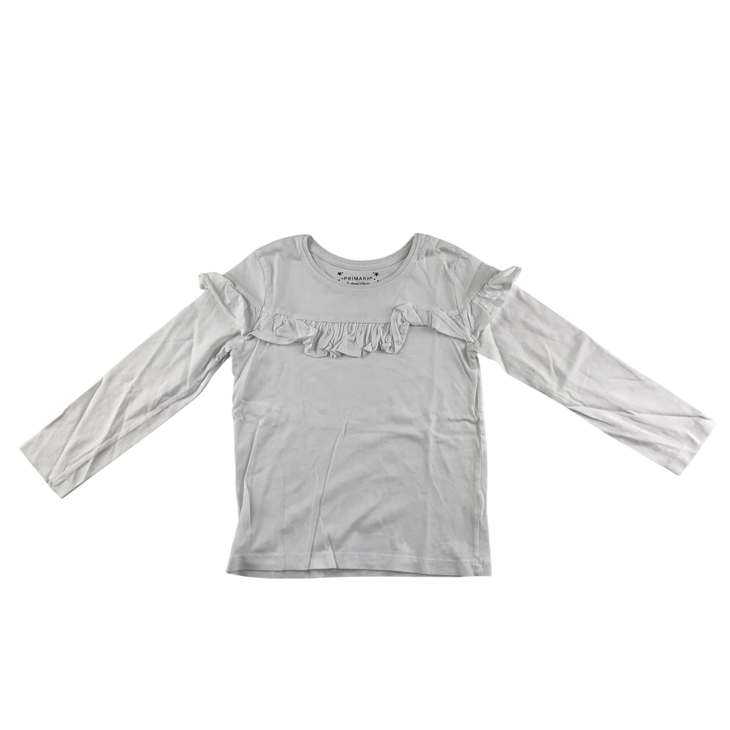Primark T-Shirt 5-6 Years White Long Sleeve