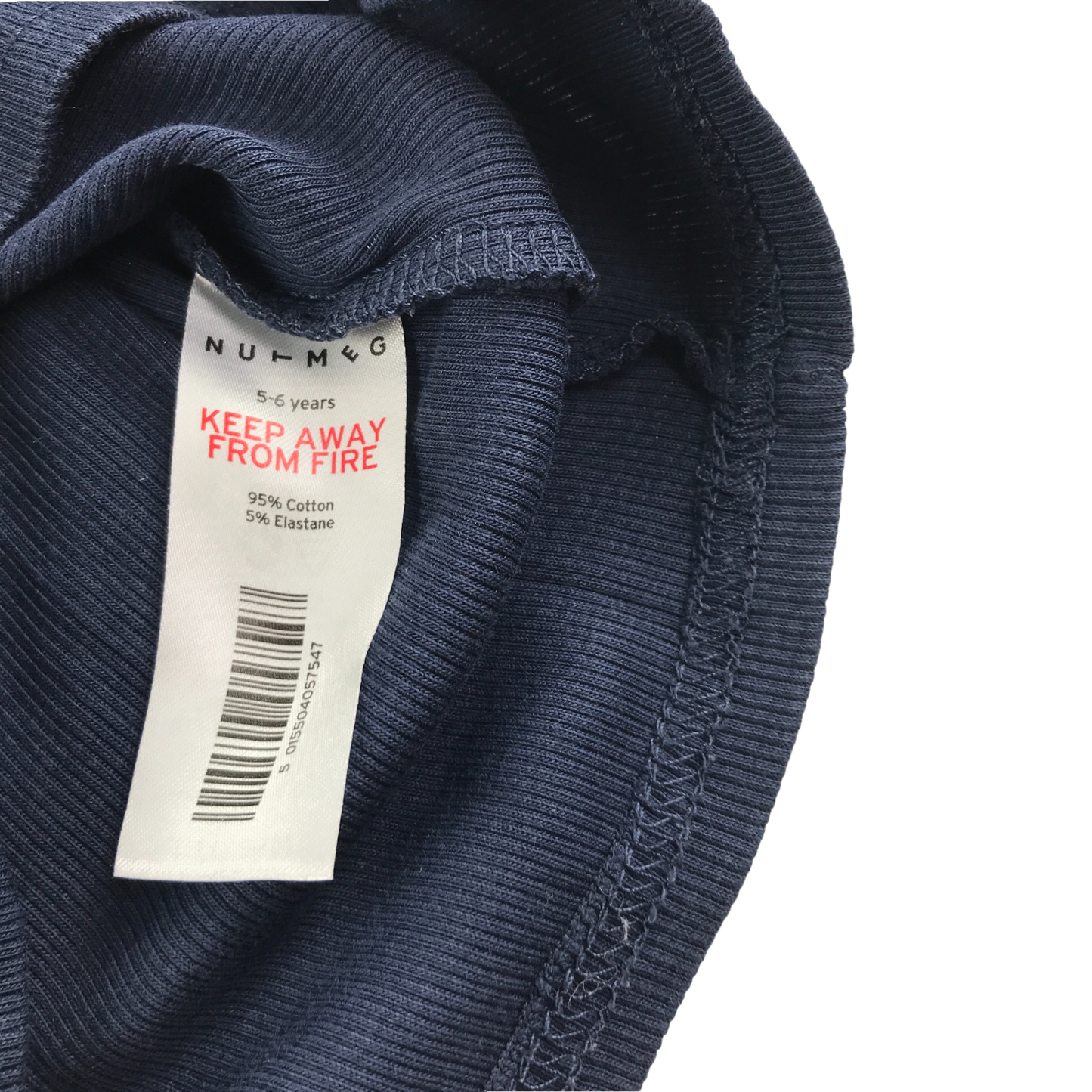 Nutmeg T-Shirt 5-6 Years Navy Rib Long Sleeve