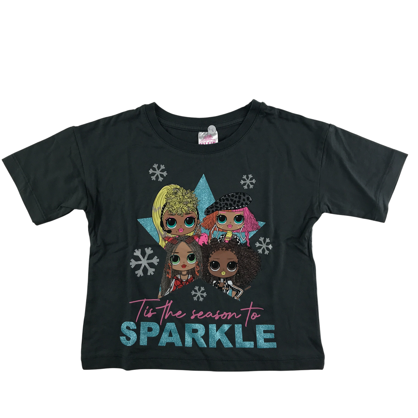 George T-Shirt 5-6 Years Grey Sparkly Print Cotton