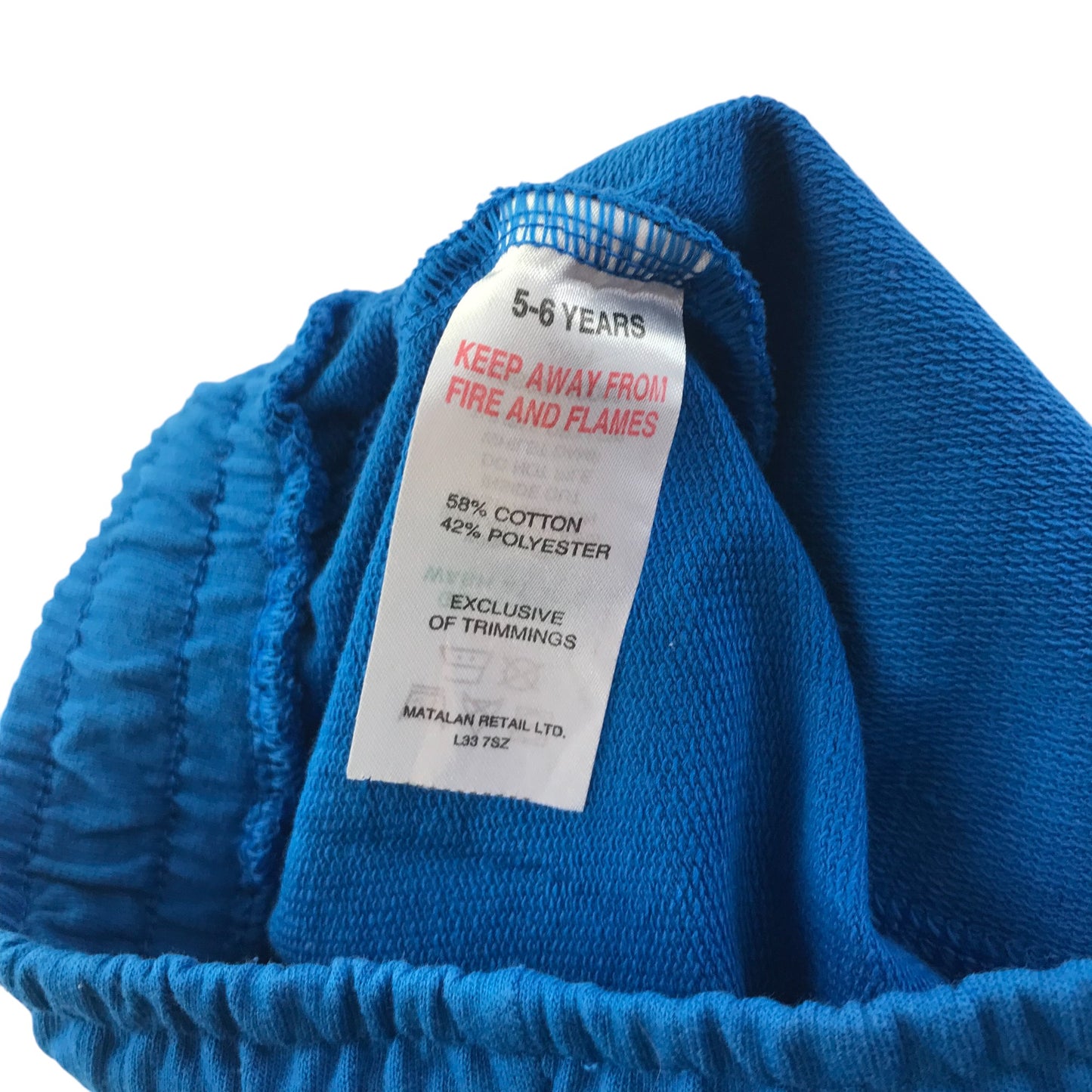 Matalan shorts 5-6 years royal blue jersey plain