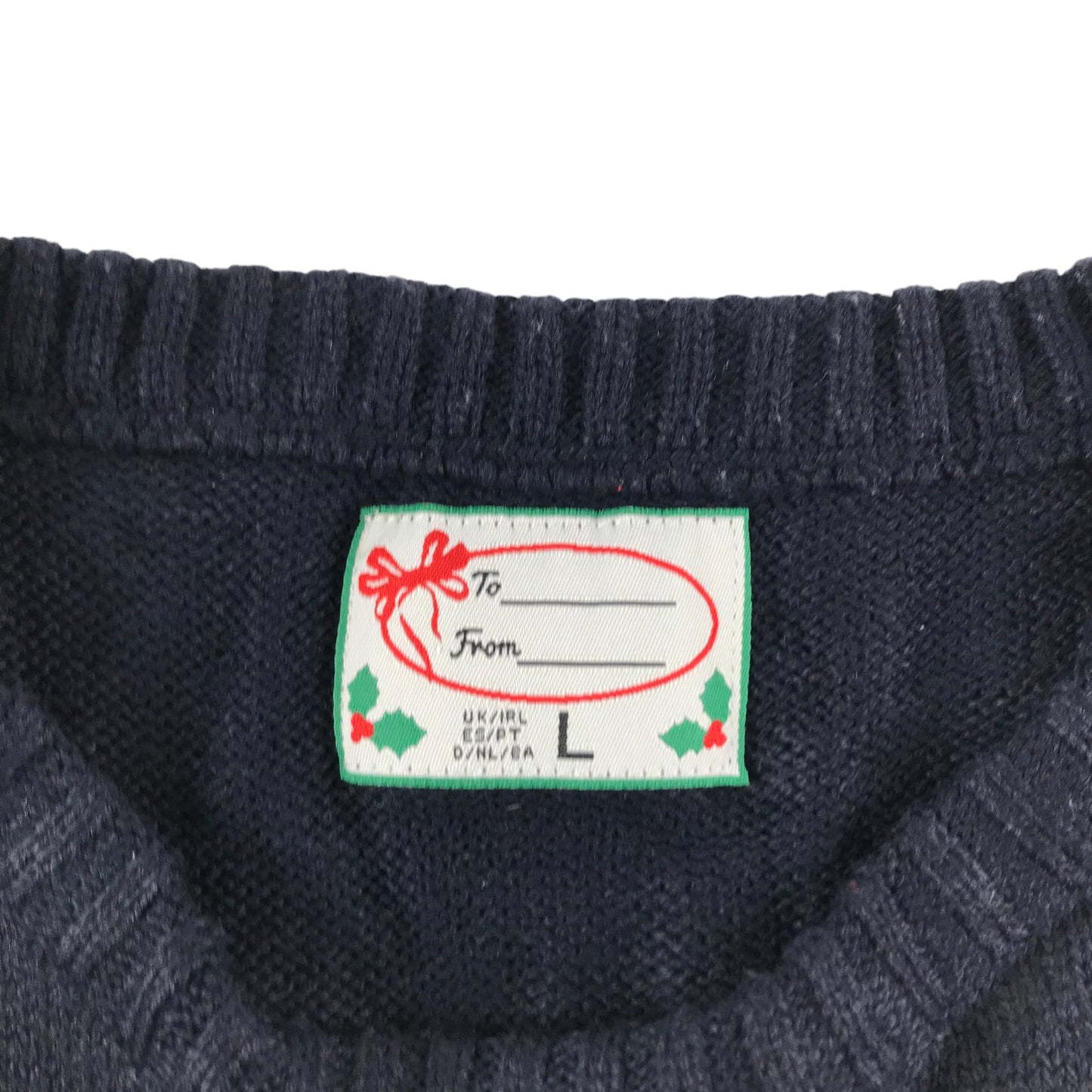 Primark Christmas Jumper Adult Large Navy Flying Snowman Graphic Jersey Long Sleeve
