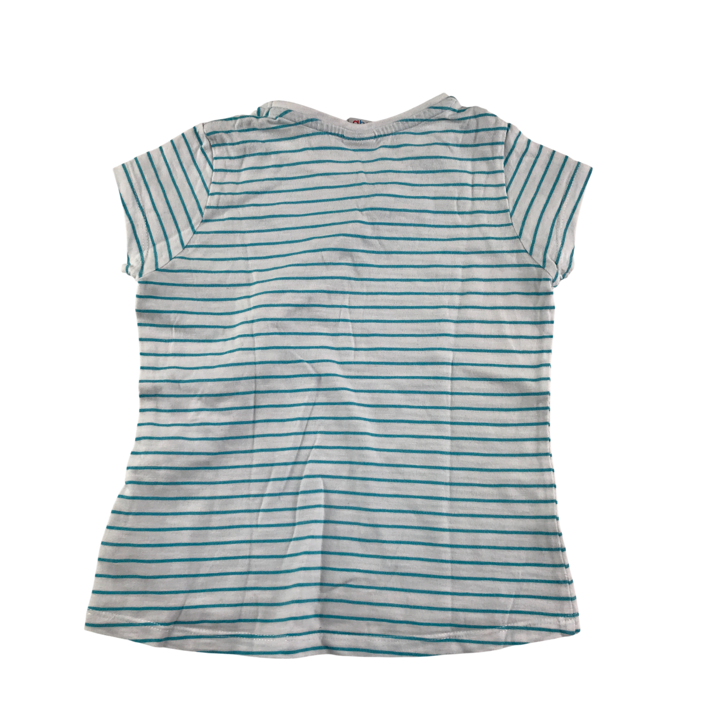 Mini Club T-Shirt 5-6 Years White Blue Stripe Frill Detail Cotton