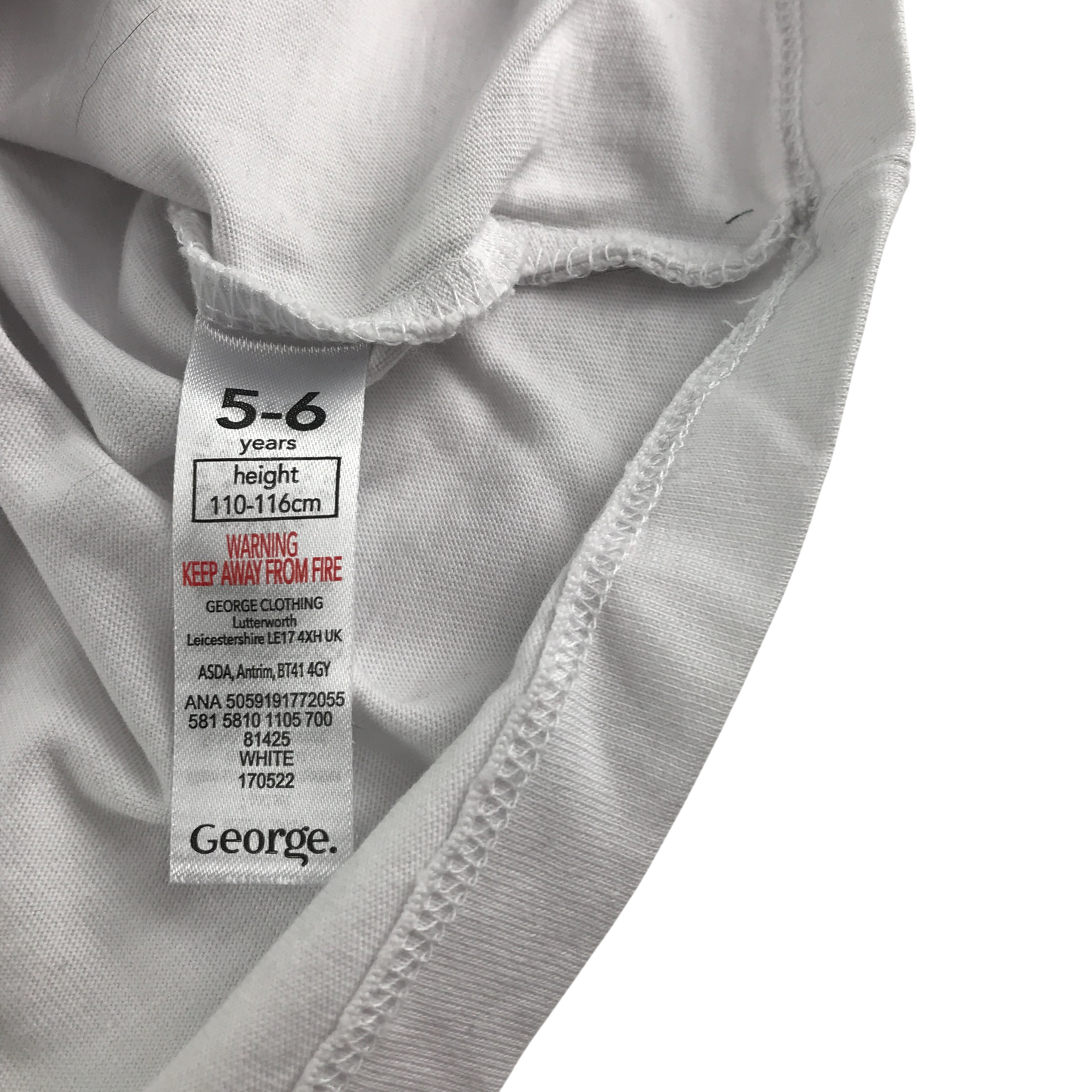 George T-Shirt 5-6 Years White Heart Print Cotton