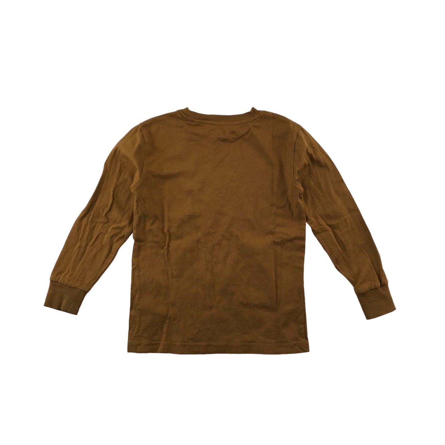 Next T-shirt Age 5-6 Mustard Yellow Brown Dinosaur Long Sleeve Cotton